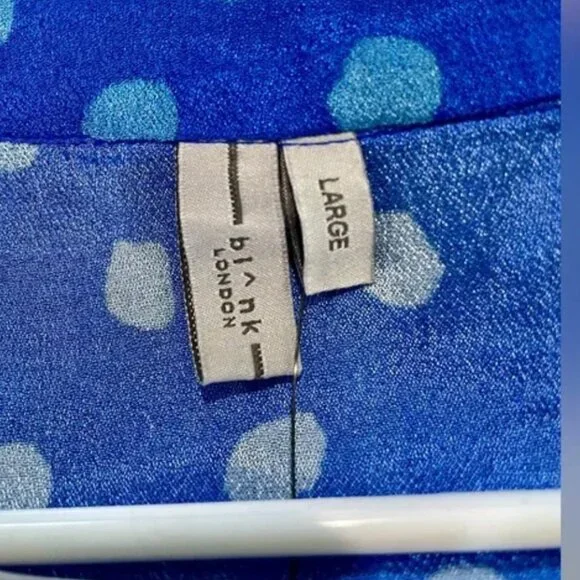 Anthropologie Bl^nk Coterie Embroidered Blue Polka Dot Tunic Dress Size L - Picture 6 of 10